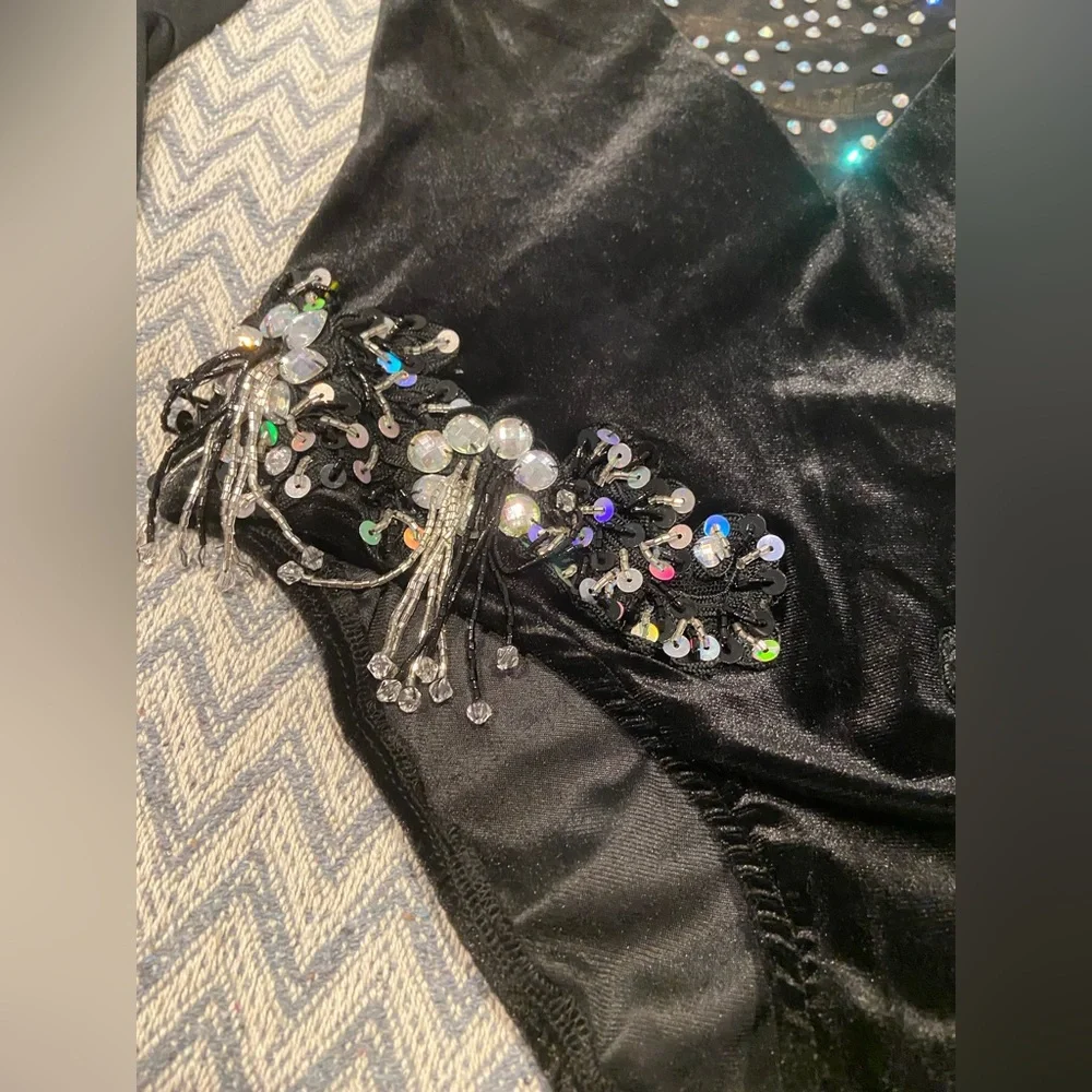 Glamour Gold and Black Sequined Dance Leotard
